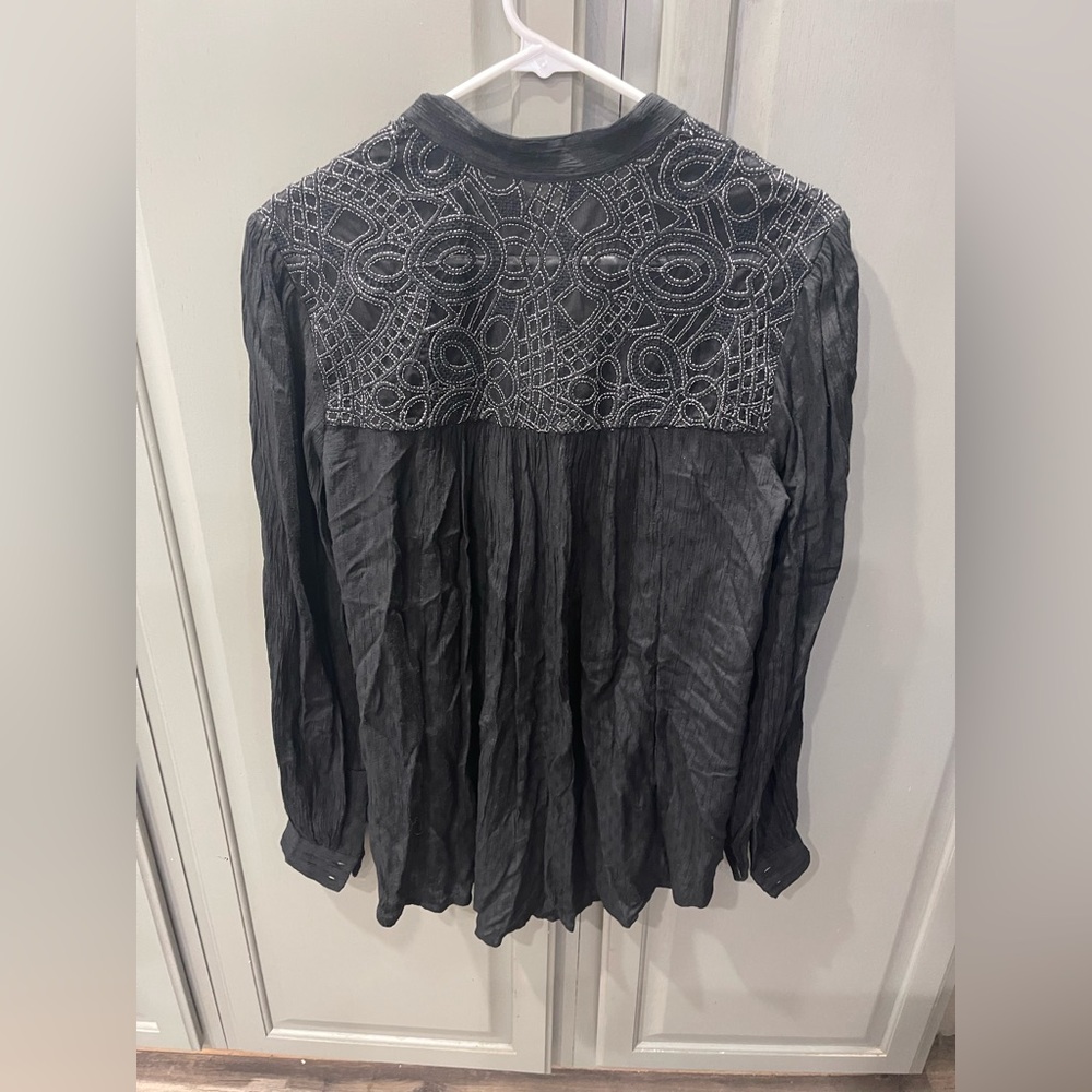 Free People Canton Rose Metallic Lace Blouse - Picture 6 of 9